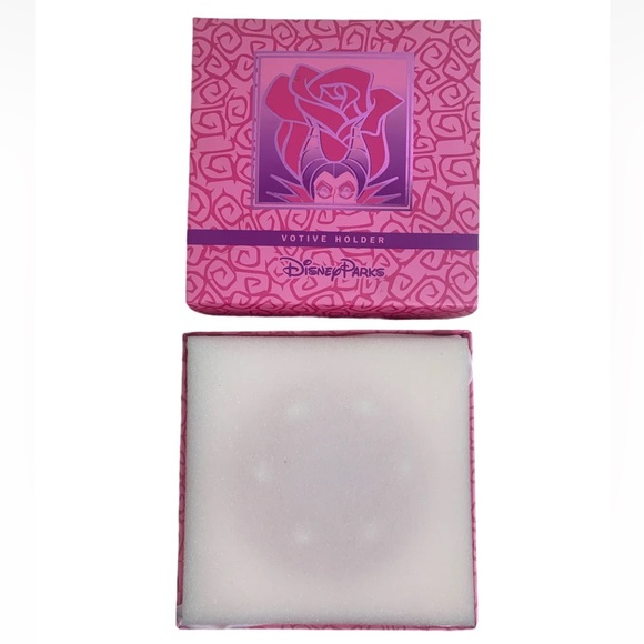 Maleficent Disney Villain Candle Votive Pink Flower Rose Glass Candle Holder New - Picture 5 of 7